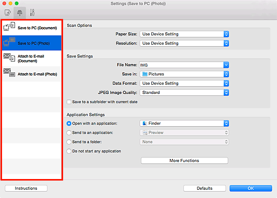 figure: Settings dialog